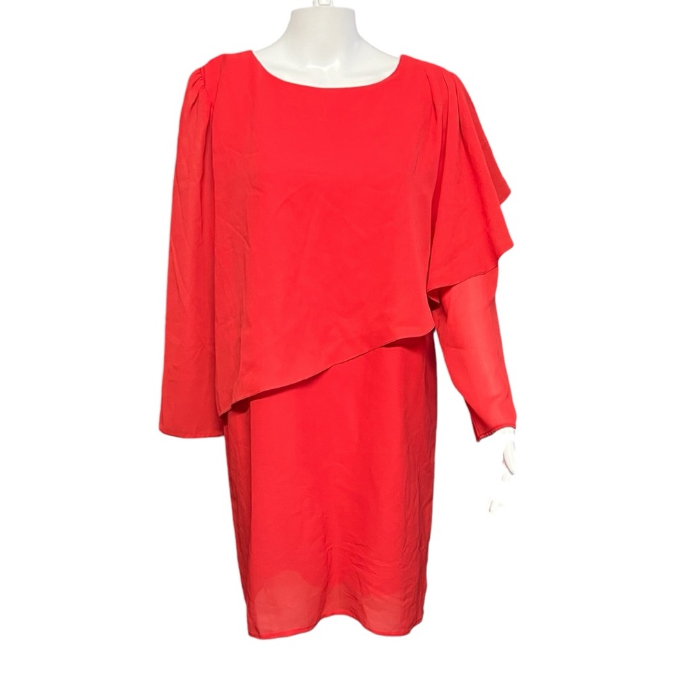 Vintage Simon Sez - Womens Red Tiered Lined Dress Sz Lg